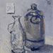 "Flasche mit Steinkrug", 2016, Öl auf Leinwand, 30 x 24 cm