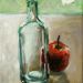 "Flasche mit rotem Apfel", 2020, Öl auf Leinwand, 24 x 18 cm, € 300